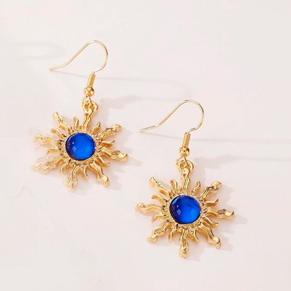 Sun Shaped Drop Earrings